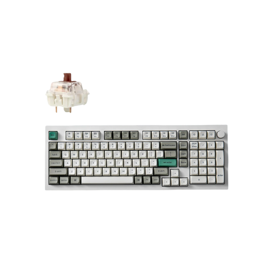 Keychron Q5 Max QMK/VIA Wireless Custom Mechanical Keyboard - Shell White - Brown - 4895248864424