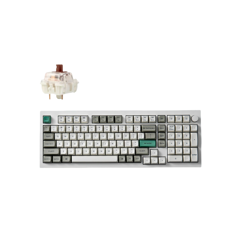 Keychron Q5 Max QMK/VIA Wireless Custom Mechanical Keyboard - Shell White - Brown - 4895248864424