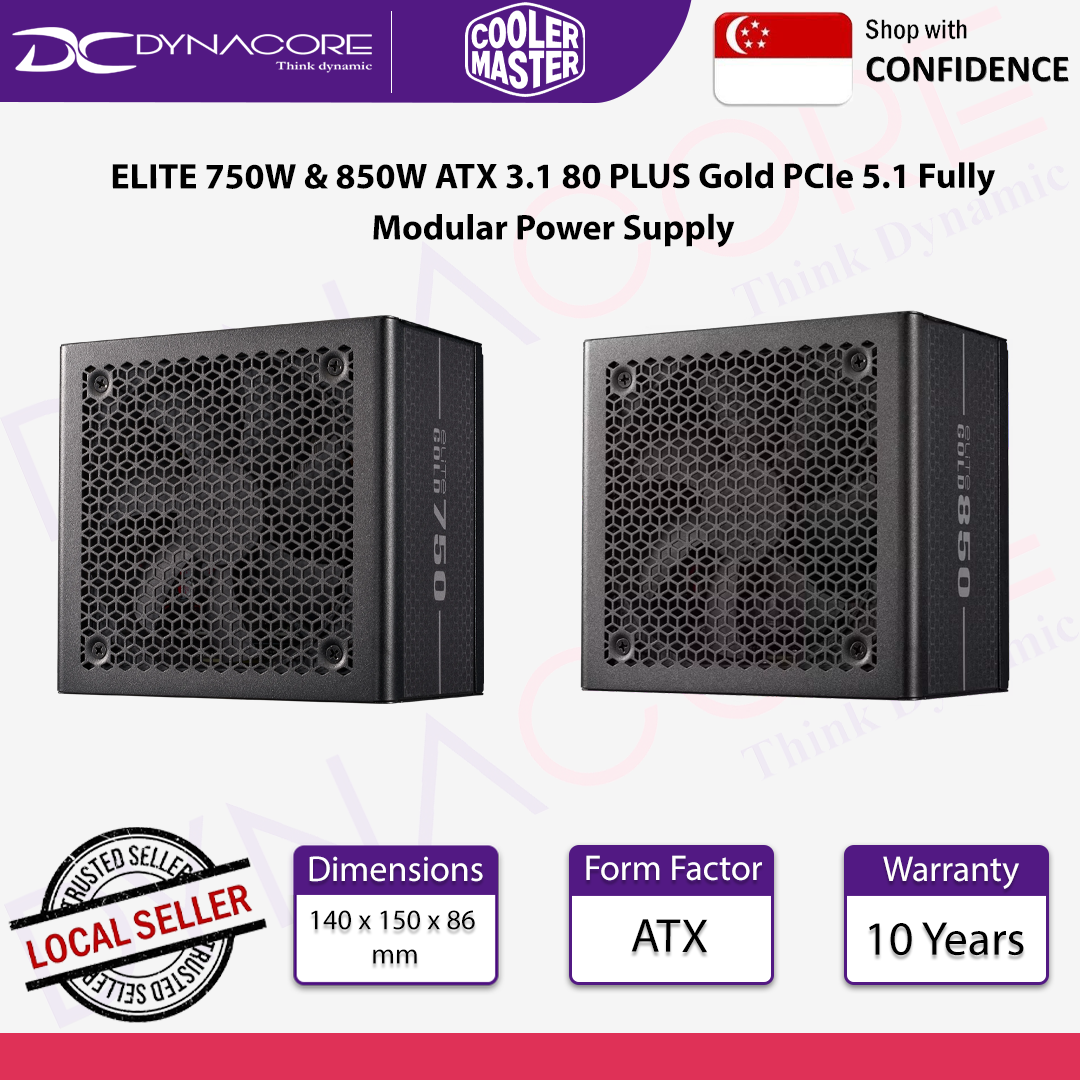 Cooler Master ELITE 850W & 750W ATX 3.1 80 PLUS Gold PCIe 5.1 Fully Modular Power Supply