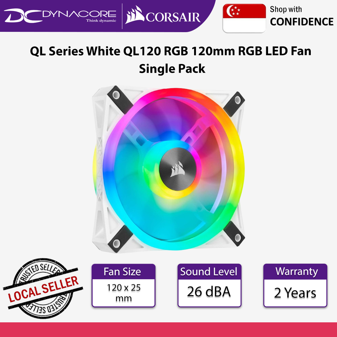 Corsair QL Series White QL120 RGB 120mm RGB LED Fan Single Pack - CS-CO-9050103-WW
