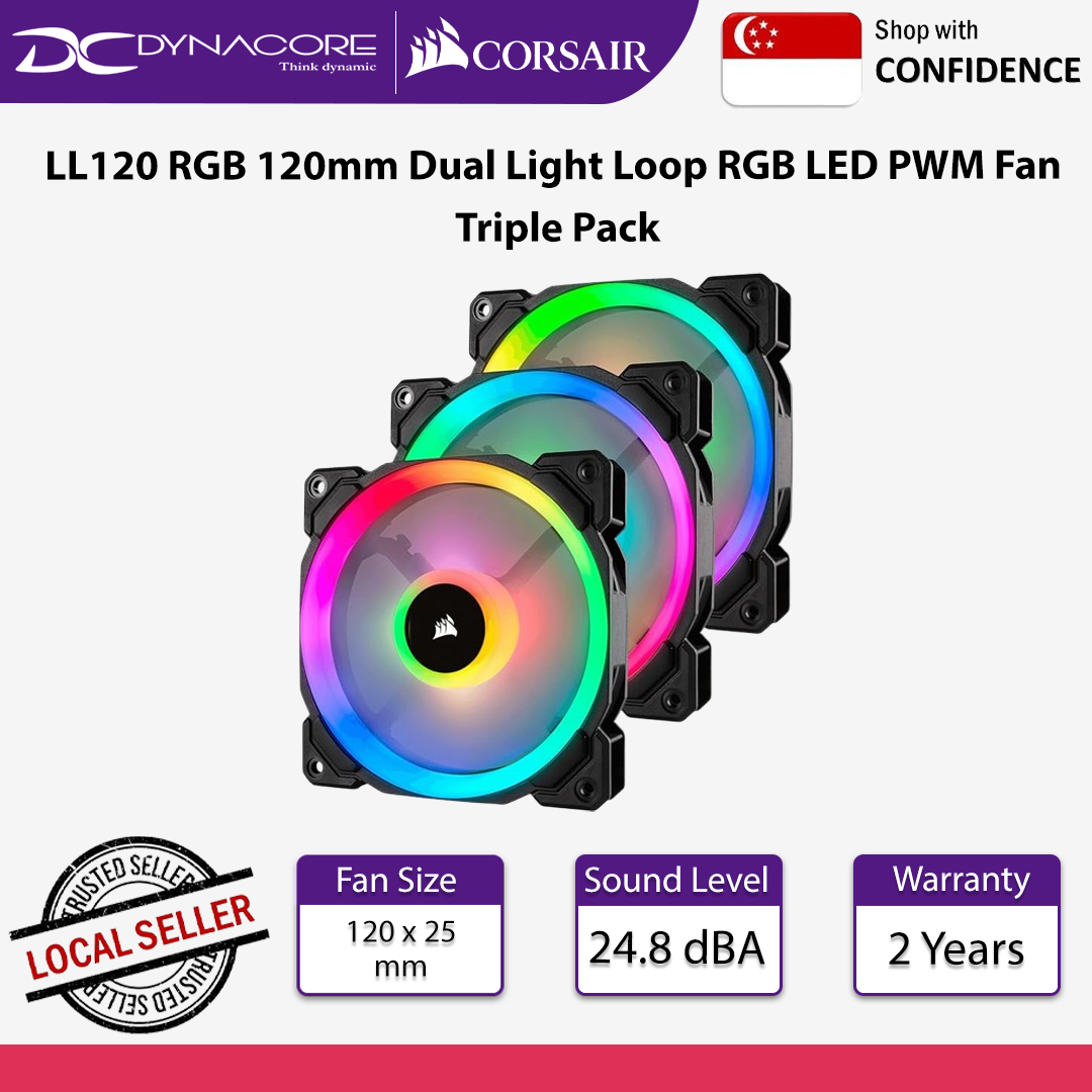 Corsair LL120 RGB 120mm Dual Light Loop RGB LED PWM Fan Triple Pack - CS-CO-9050072-WW