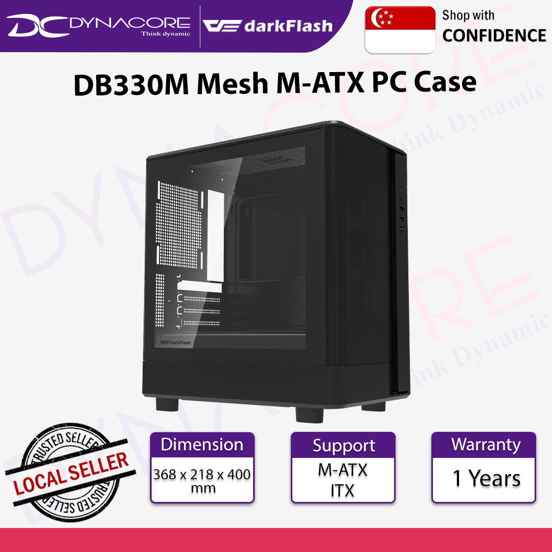 DARKFLASH DB330M MESH BLACK TEMPERED GLASS m-ATX CASING - DFDB330MBLKMESH