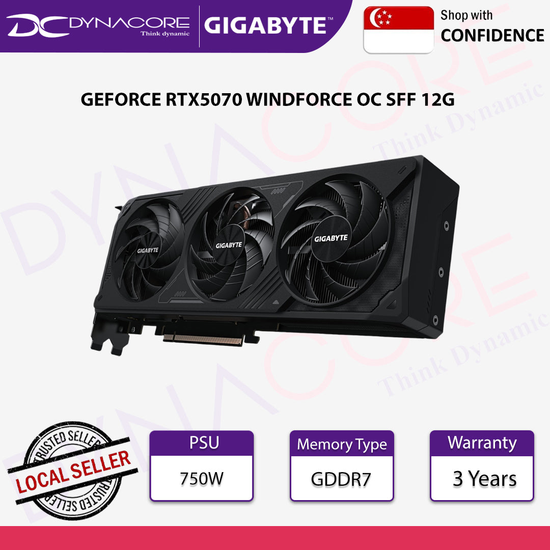 Gigabyte GeForce RTX™ 5070 WINDFORCE OC SFF 12G 12Gb GDDR7 Graphics Card RTX5070 5070 GV-N5070WF3OC-12GD - 4719331355715