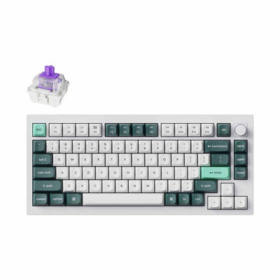 KEYCHRON KYCN-Q1H-P1 KEYCHRON Q1 HE 75% 82KEY, SHELL WHITE, KNOB, PURPLE RGB HOT-SWAP GATERON 2.0 MAGNETIC SWITCH - 4895248871354