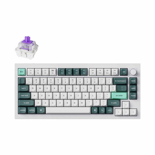 KEYCHRON KYCN-Q1H-P1 KEYCHRON Q1 HE 75% 82KEY, SHELL WHITE, KNOB, PURPLE RGB HOT-SWAP GATERON 2.0 MAGNETIC SWITCH - 4895248871354