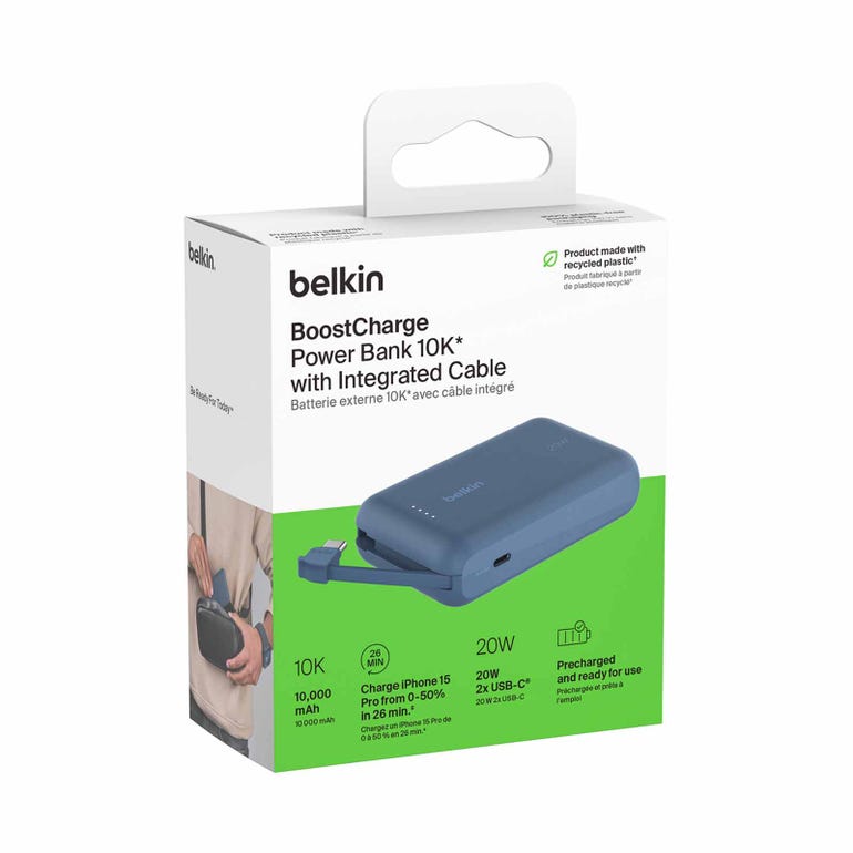 BELKIN BPB021FQBL POWERBANK 10K W/ CABLE BLUE PD 20W - 745883896370