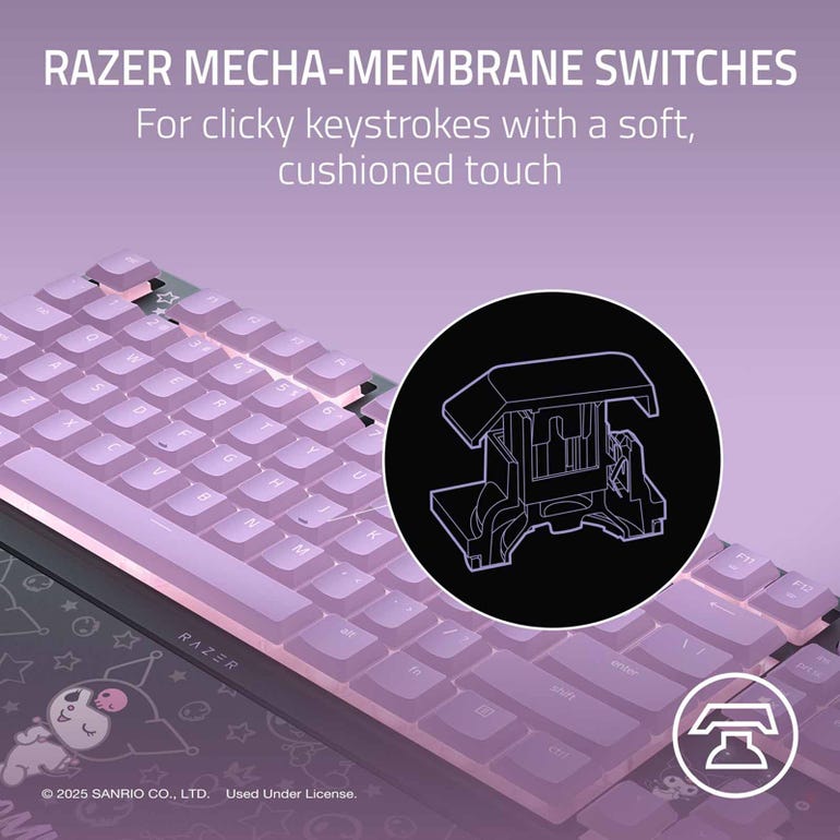 RAZER RZ03-04882000-R3M1 ORNATA V3 TENKEYLESS - LOW PROFILE GAMING KEYBOARD - US LAYOUT - KUROMI EDITION - FRML PACKAGING - 8886419349839
