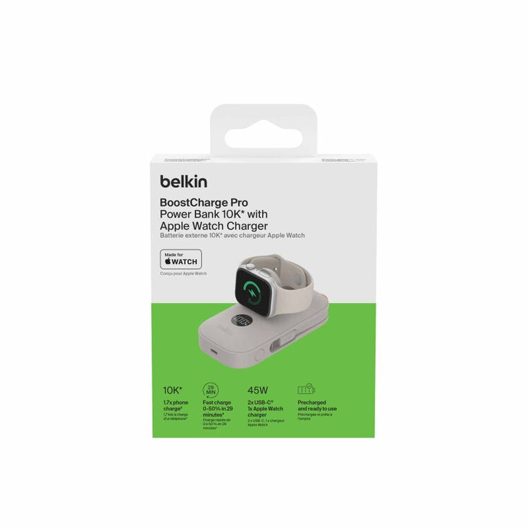 BELKIN BPD012FQSA 10K POWER BANK W/CBL & WATCH CHARGER SAND - 745883926282