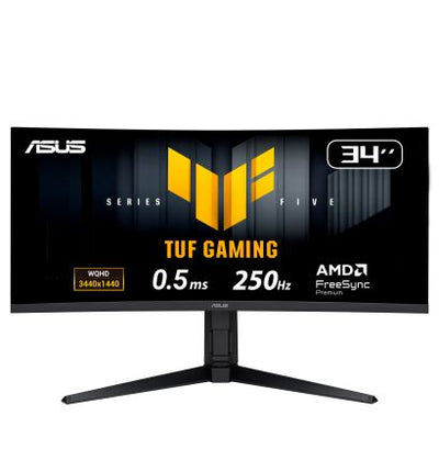 ASUS TUF Gaming Series 5  VG34WQML5A gaming monitor 34-inch WQHD Fast VA panel, Curved design, 250Hz(OC), 0.5ms, AMD FreeSync™ Premium, Extreme Low Motion Blur, VESA DisplayHDR™ 400, 95% DCI-P3, DisplayWidget Center, Gaming AI - ASUSVG34WQML5A