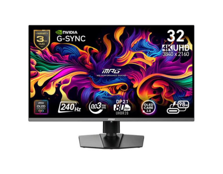 MSI MPG 322URX QD-OLED  Gaming Monitor – 31.5 Inch 4K UHD – 240Hz – 0.03ms  HDMI 2.1 – DP 2.1a  – MSIMPG322URXQDOLED