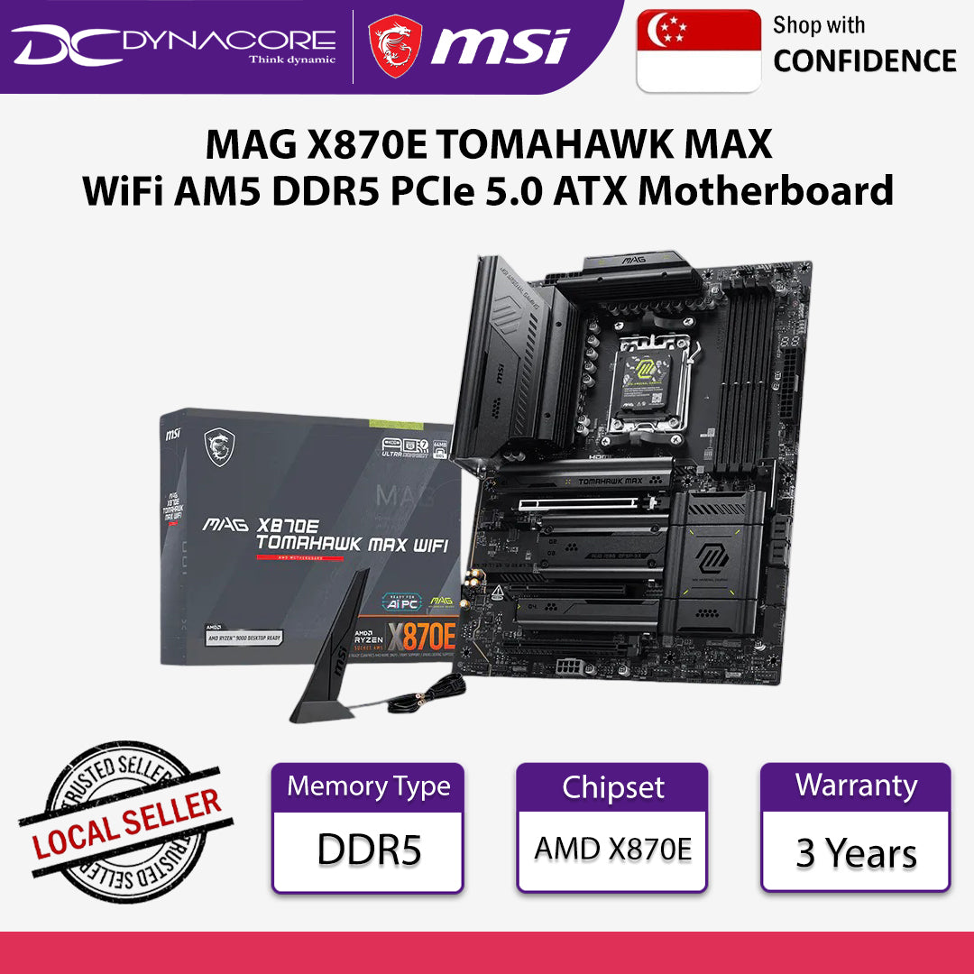 MSI MAG X870E TOMAHAWK MAX WiFi AM5 DDR5 PCIe 5.0 ATX Motherboard - 4711377409063