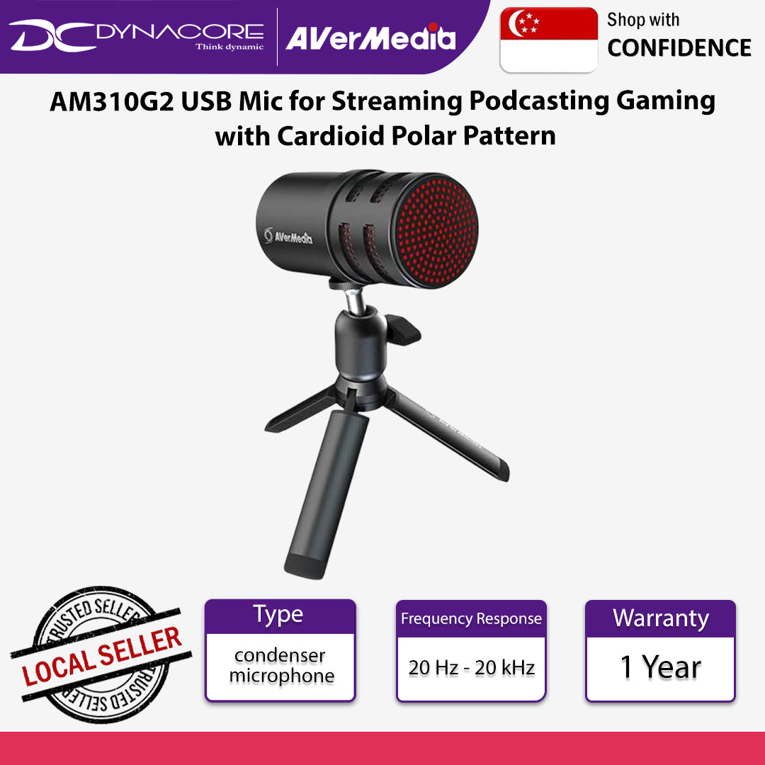 Avermedia AM310G2 USB Mic for Streaming Podcasting Gaming with Cardioid Polar Pattern - AM310G2