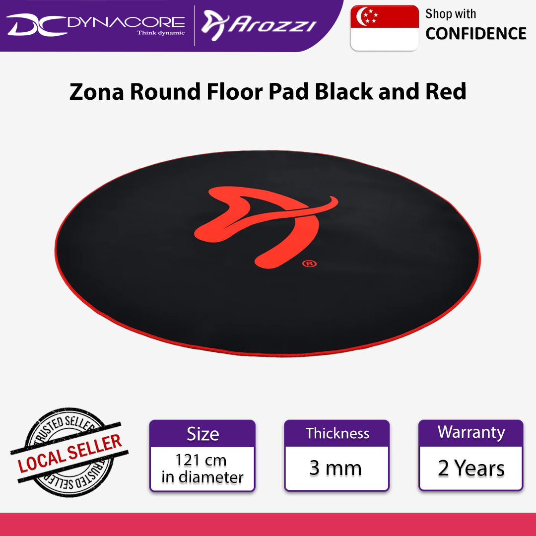 Arozzi Zona Round Floor Pad Black and Red - AZ-ZONA-PAD-BR