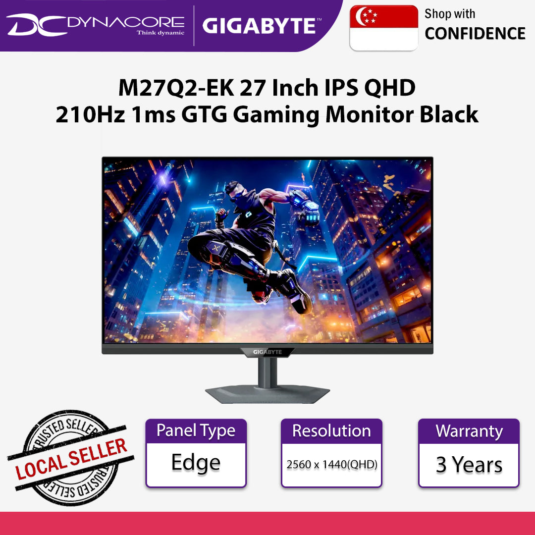 Gigabyte M27Q2-EK 27 Inch IPS QHD 210Hz 1ms GTG Type-C KVM Gaming Monitor Black - GIGABYTEM27Q2-EK