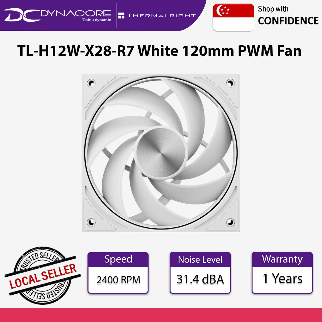 Thermalright TL-H12W-X28-R7 White 120mm PWM Fan - 814256020695