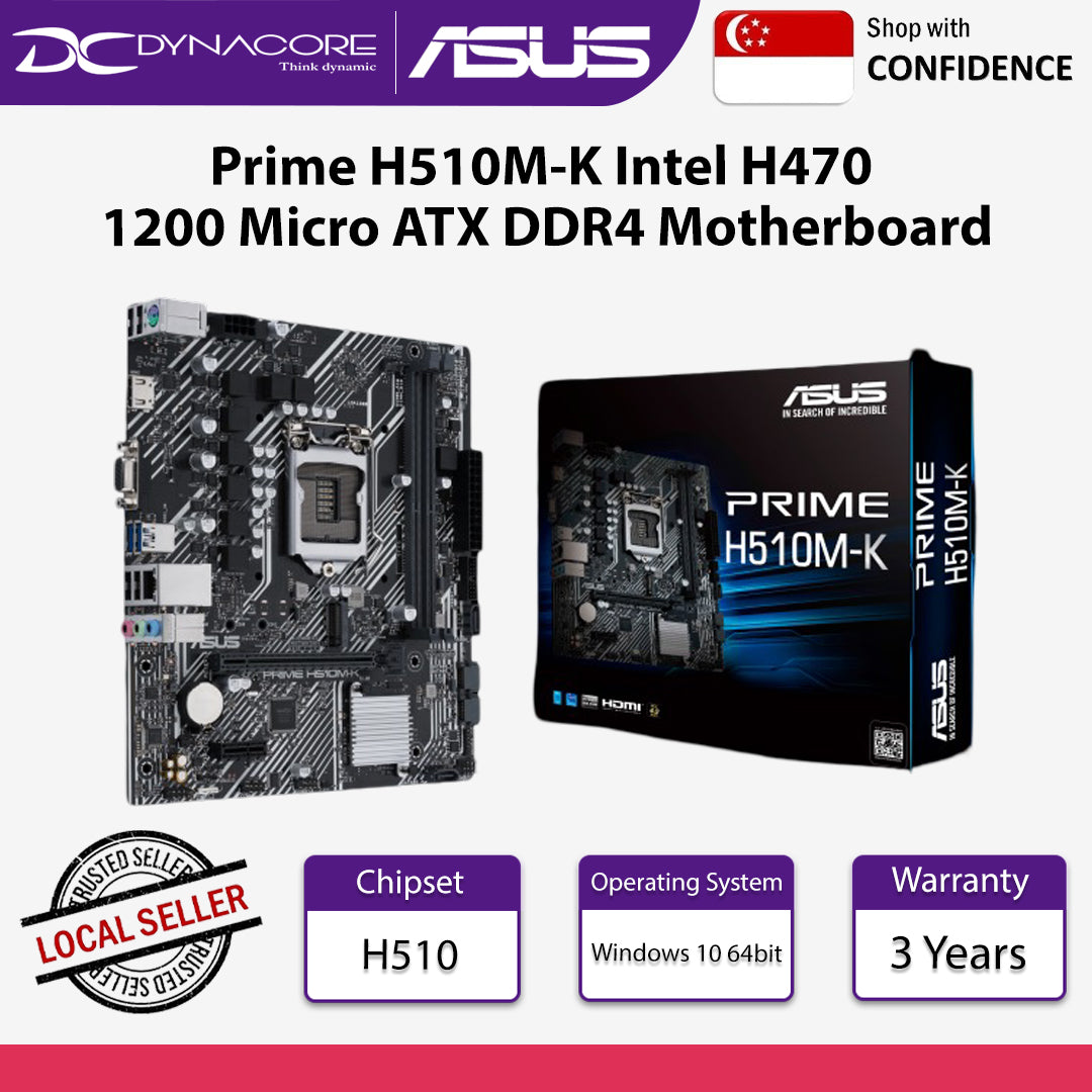 Asus Prime H510M-K Intel H470 1200 Micro ATX DDR4 Motherboard - 4711387113196