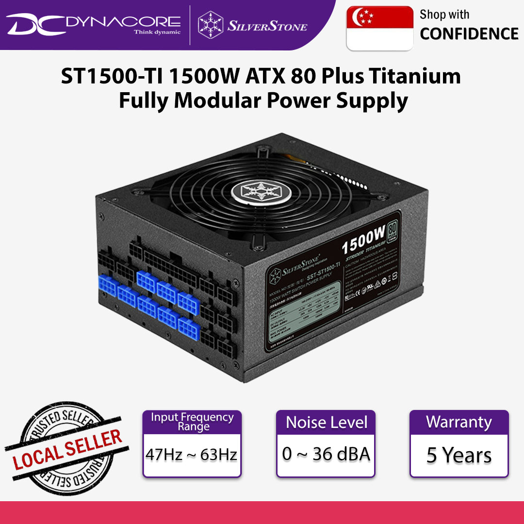 SilverStone ST1500-TI 1500W ATX 80 Plus Titanium Fully Modular Power Supply - SST-ST1500-TI