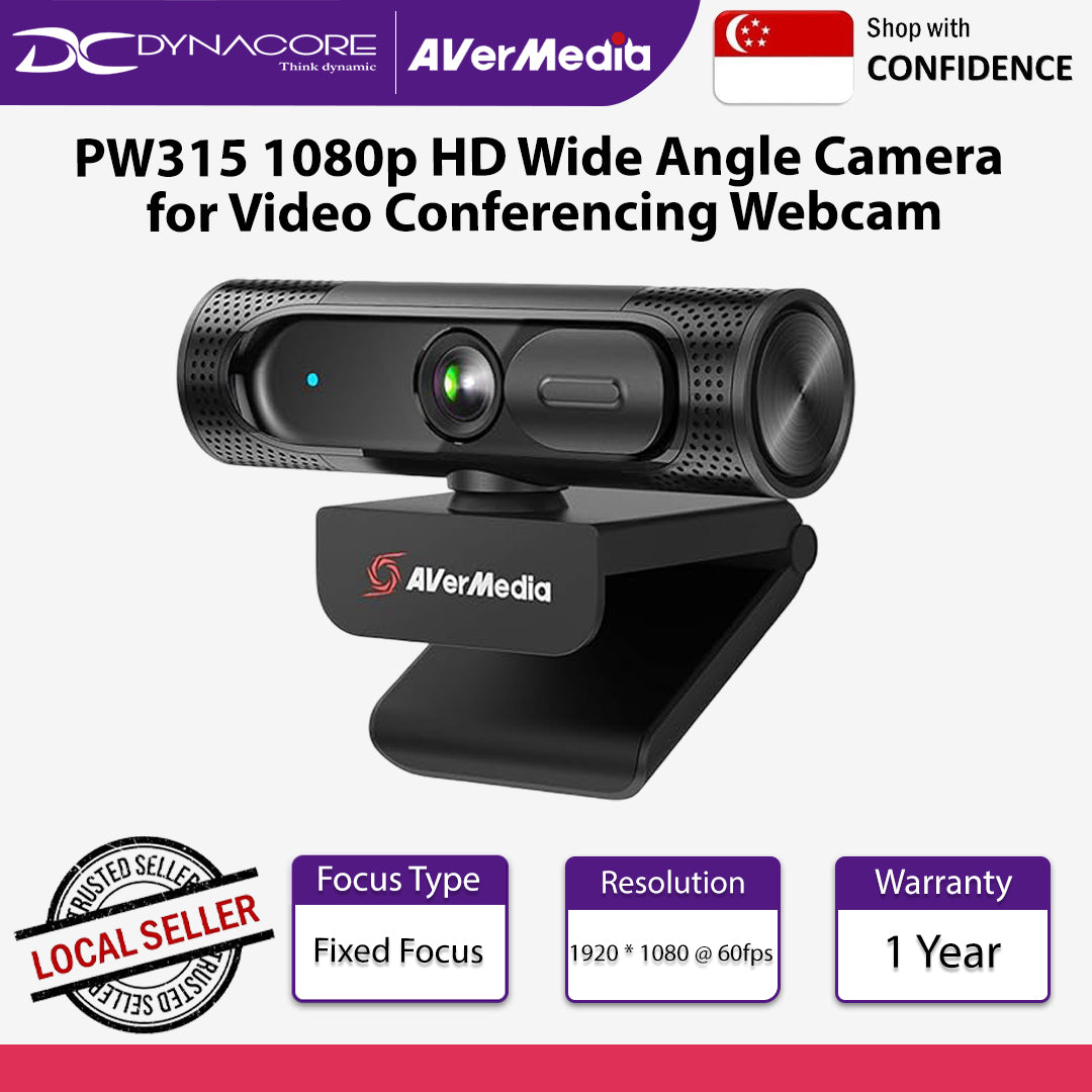 Avermedia PW315 1080p HD Wide Angle Camera for Video Conferencing Webcam - PW315