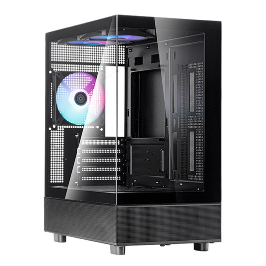 SilverStone LD04-B-ARGB Lucid Series Panoramic Tempered Glass Micro ATX Case - Black - SST-LD04-B-ARGB