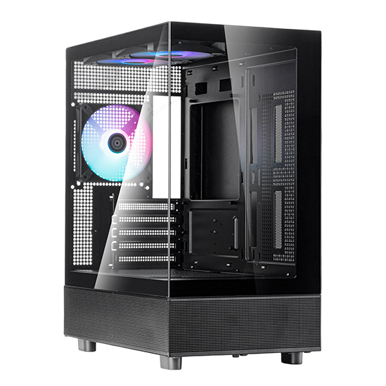 SilverStone LD04-B-ARGB Lucid Series Panoramic Tempered Glass Micro ATX Case - Black - SST-LD04-B-ARGB