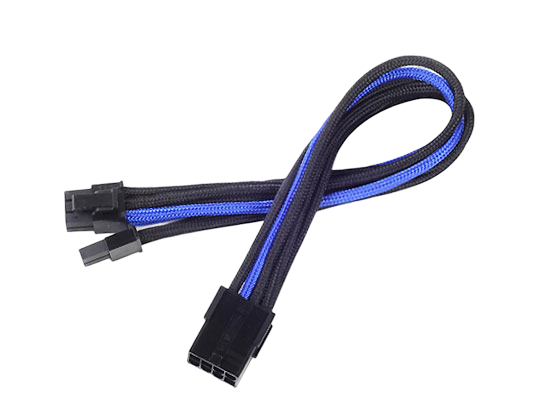 SilverStone PP07-PCIBA Sleeved Extension Power Supply Cable with 1 x 8-pin PCIe to 8-pin PCIe Connector - Black Blue - SST-PP07-PCIBA
