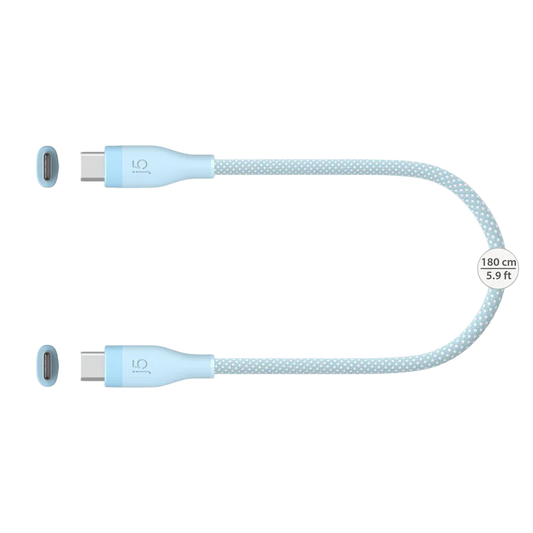 J5create USB-C® 60W Ultra Soft Double-Braided Fast Charging Cable (Airy Blue) - JUCX18L18C - 4712795088526