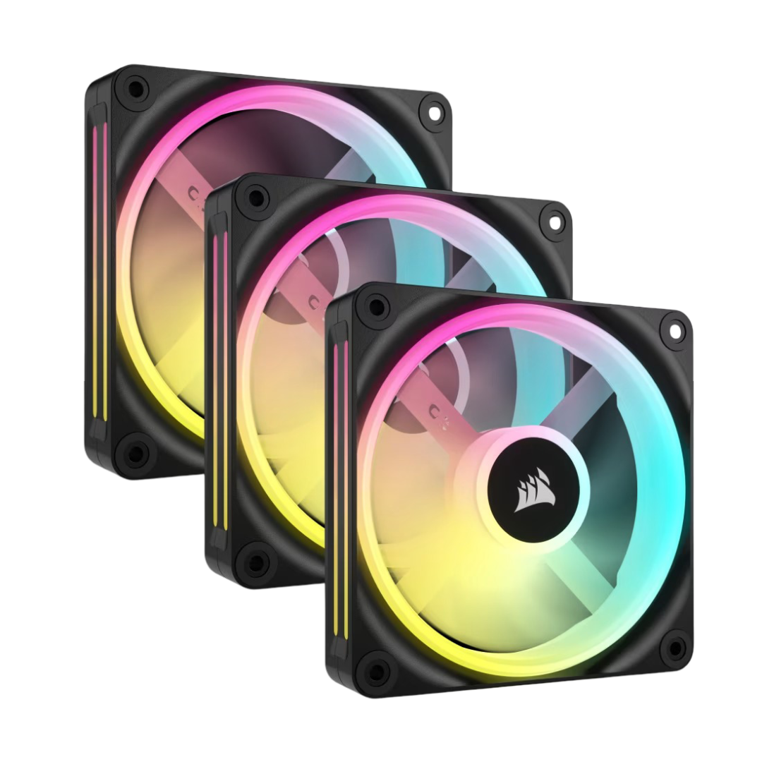 Corsair iCUE LINK QX120 RGB 120mm Magnetic Dome RGB Fan Starter Kit Triple Pack - Black -  CS-CO-9051002-WW