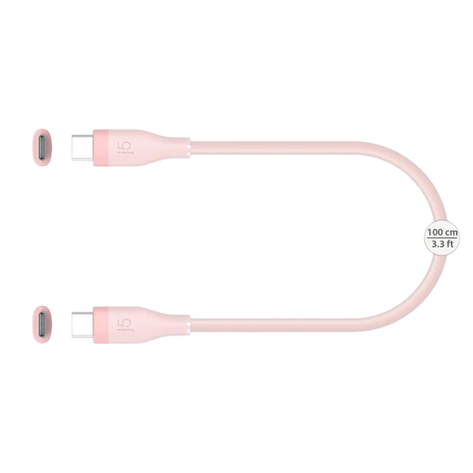 J5create USB-C® 60W Liquid Silicone Fast Charging Cable (Misty Rose) - JUCX17R - 4712795087925