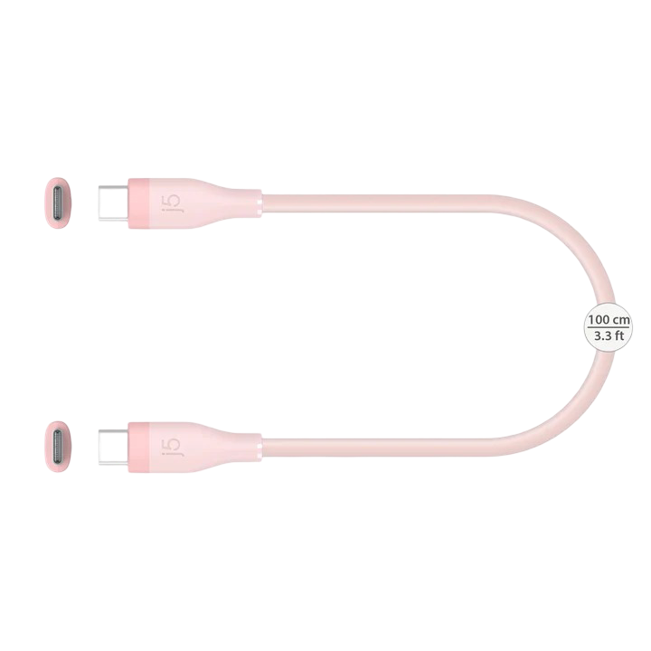 J5create USB-C® 60W Liquid Silicone Fast Charging Cable (Misty Rose) - JUCX17R - 4712795087925