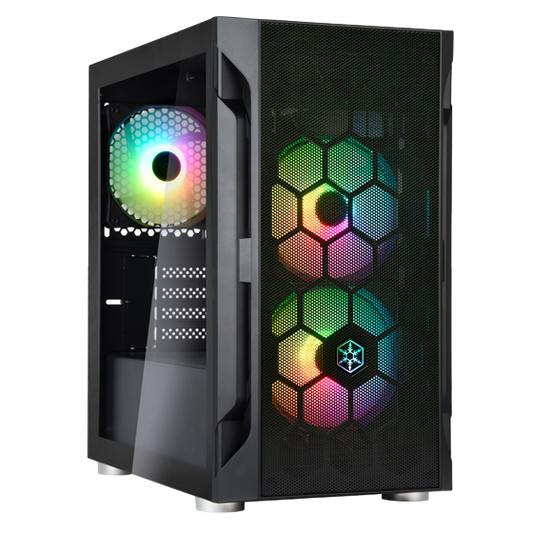 SilverStone FAH1MB-PRO Micro-ATX Tower case with ARGB lighting Tempered Glass - Black  - SST-FAH1MB-PRO