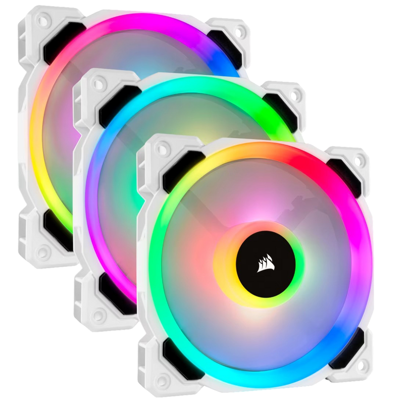 Corsair LL120 RGB 120mm Dual Light Loop White RGB LED PWM Fan Triple Pack - 840006605584
