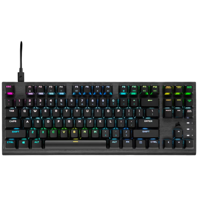 Corsair K60 RGB PRO TKL Tenkeyless Optical Mechanical Gaming Keyboard Corsair OPX Switch - Black - 840006660644