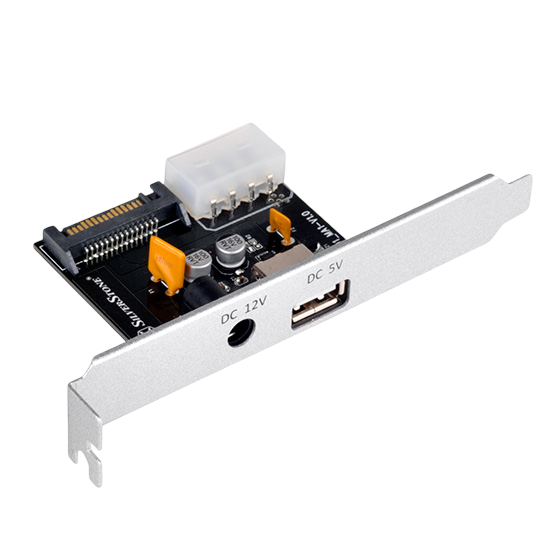 SilverStone ECP01 Dual output Power Adapter Card with 12V DC jack Up to 5A and 5V USB Type-A Port - SST-ECP01