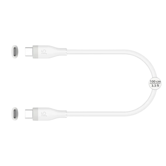 J5create USB-C® 60W Liquid Silicone Fast Charging Cable (Pure White) - JUCX17W - 4712795087901