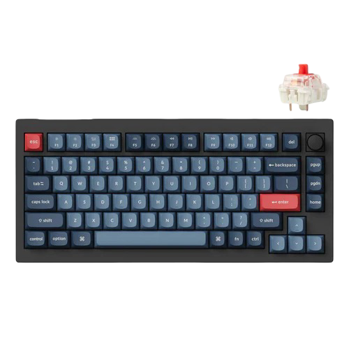Keychron V1 Max QMK/VIA Wireless Custom Mechanical Keyboard- Carbon Black - Gateron Jupiter Red - 4895248861249