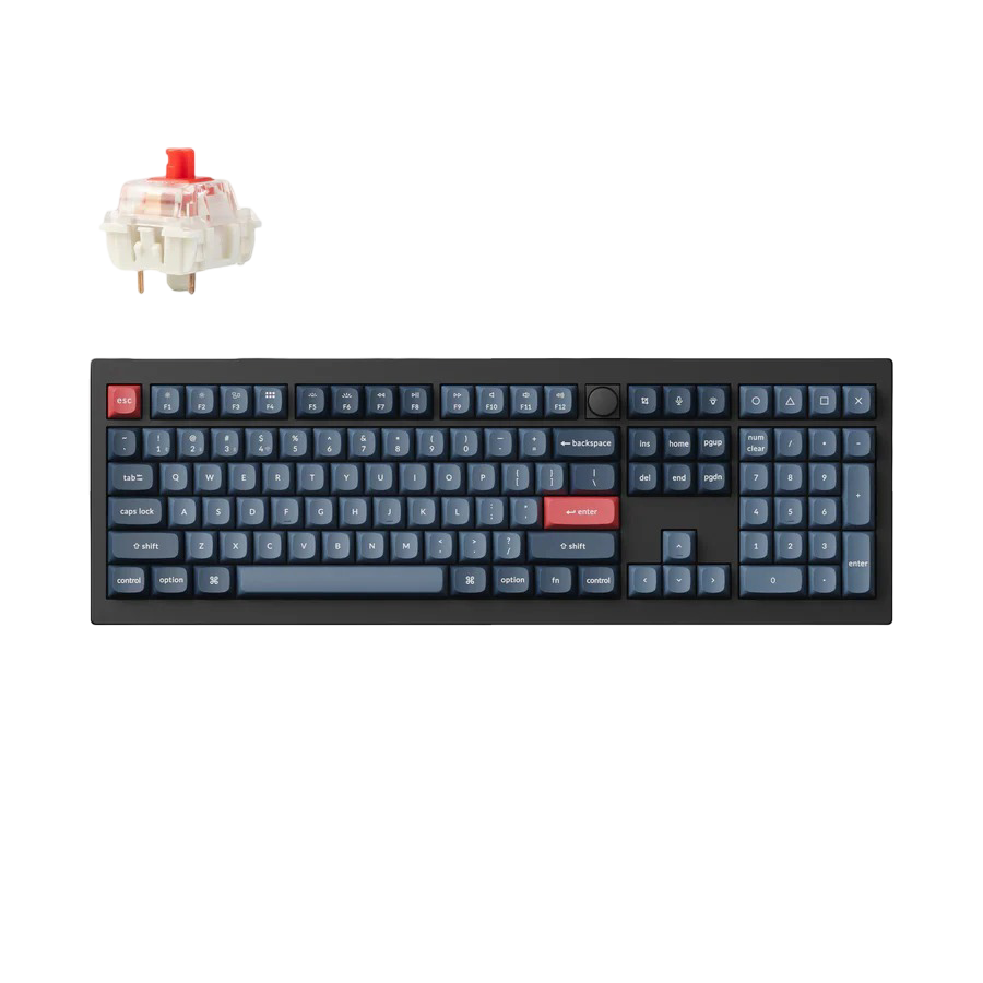 Keychron V6 Max QMK/VIA Wireless Custom Mechanical Keyboard - Carbon Black - Gateron Jupiter Red - 4895248868934