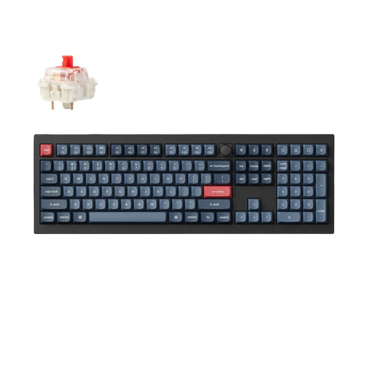 Keychron V6 Max QMK/VIA Wireless Custom Mechanical Keyboard - Carbon Black - Gateron Jupiter Red - 4895248868934