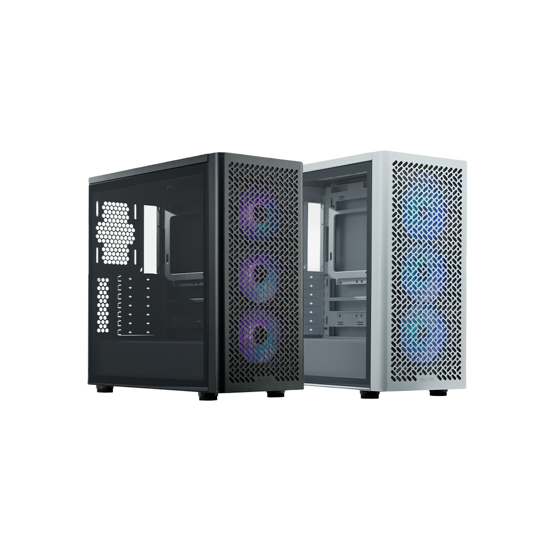 Cooler Master Elite 502 Steel Tempered Glass ATX Case with 3 x 120mm ARGB Fans