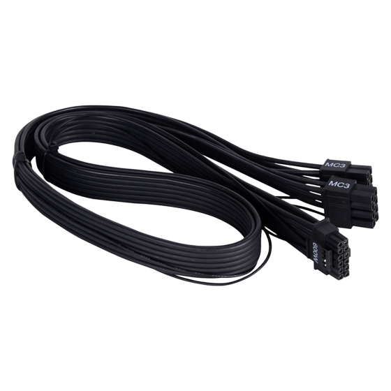 SilverStone PP14-EPS Dual EPS 8 pin (PSU) to 12+4 pin (GPU) 12VHPWR PCIe Gen5 Cable Black - SST-PP14-EPS