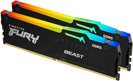 Kingston FURY Beast RGB 32GB (2 x 16GB) DDR5 6400MHz CL32 Desktop Memory Kit - KF564C32BBEAK2-32