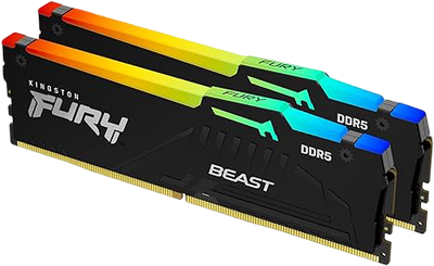 Kingston FURY Beast RGB 32GB (2 x 16GB) DDR5 6400MHz CL32 Desktop Memory Kit - KF564C32BBEAK2-32- 740617343113