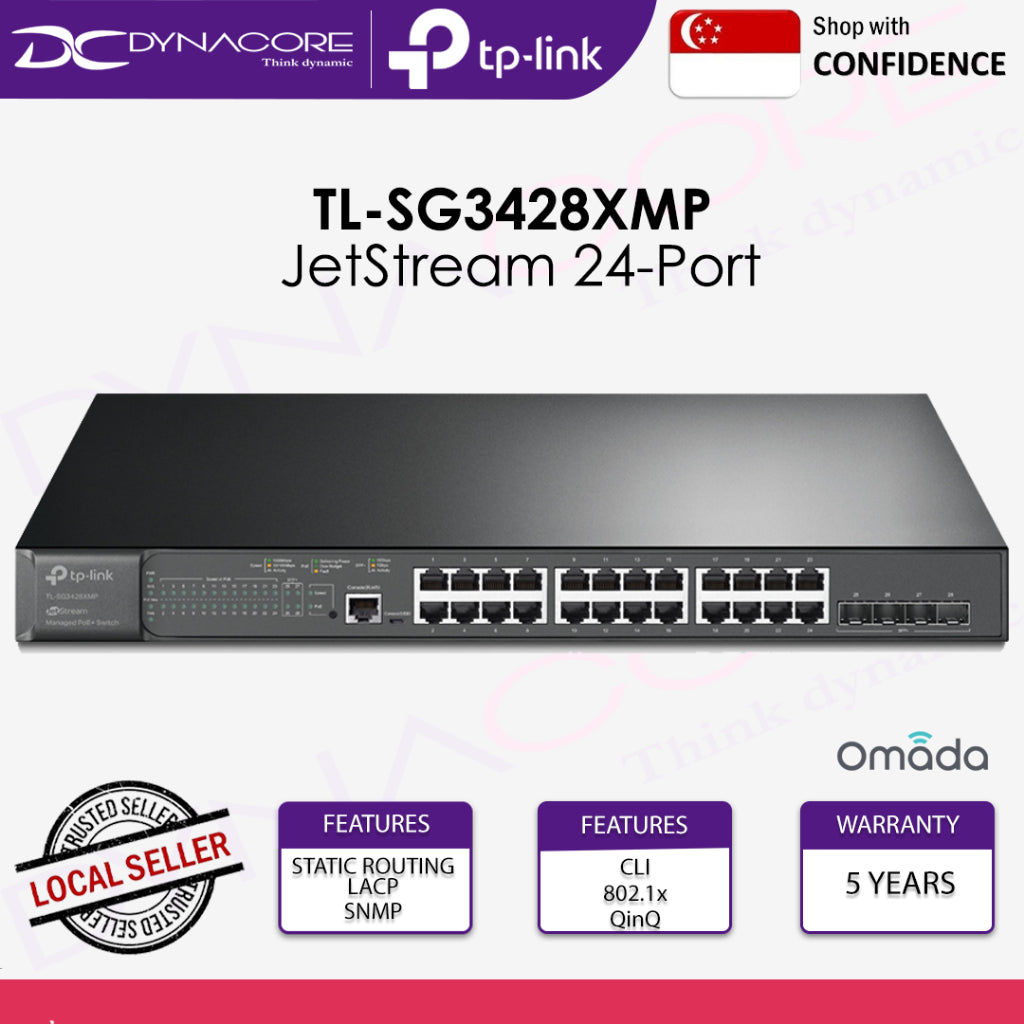 TP-Link TL-SG3428XMP JetStream 24-Port and 4-Port 10GE SFP+ L2+ Managed Switch with 24-Port PoE+ - 6935364030773