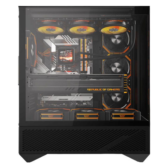DarkFlash DY460 ATX Mid-Tower PC Gaming Case High Airflow with 4 ARGB PWM Fans Black - DY460 BLACK (4FANS)