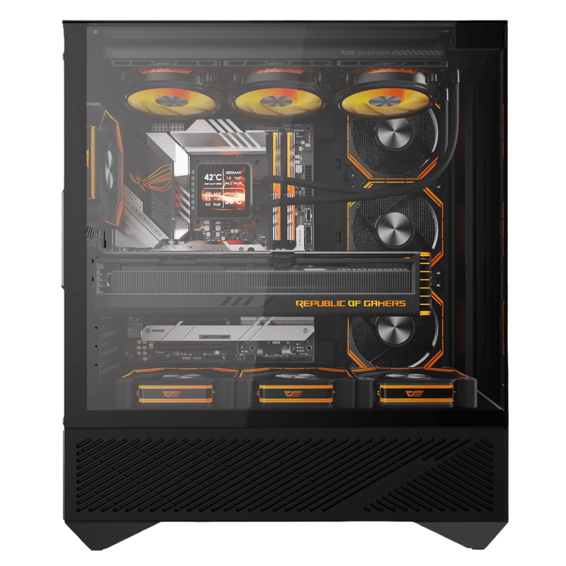 DarkFlash DY460 ATX Mid-Tower PC Gaming Case High Airflow with 4 ARGB PWM Fans Black - DY460 BLACK (4FANS)