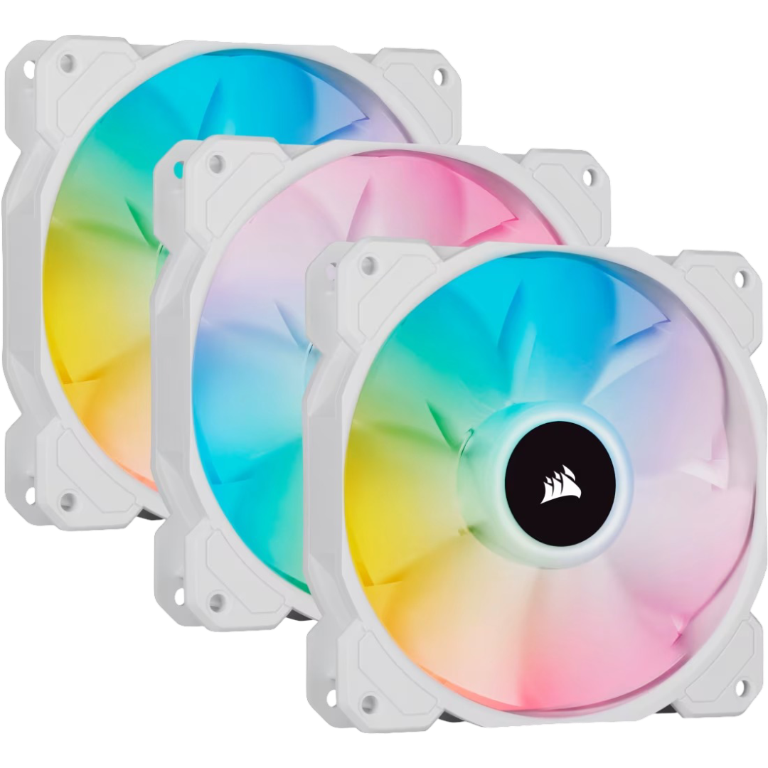 Corsair iCUE SP120 RGB ELITE Performance 120mm PWM Fan Triple Pack White - CS-CO-9050137-WW