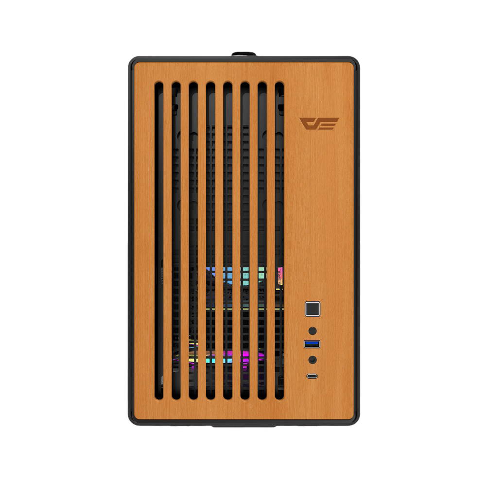 DarkFlash WD200 M-ATX PC Case Mini Tower MATX Case with Wood Type C Port Black - WD200 BLACK (TYPE C)