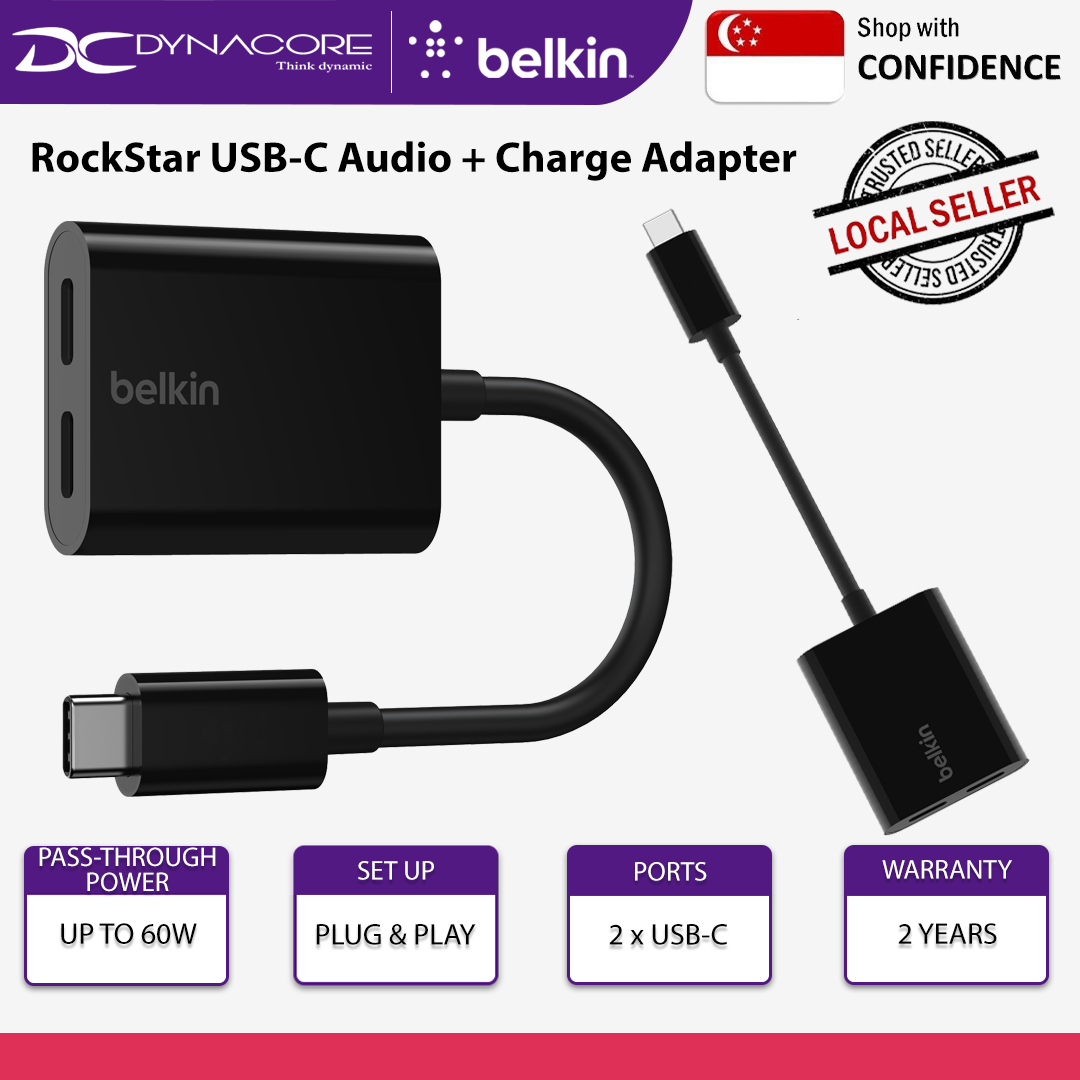 BELKIN RockStar USB-C Audio + Charge Adapter Black - F7U081BTBLK - 745883798308