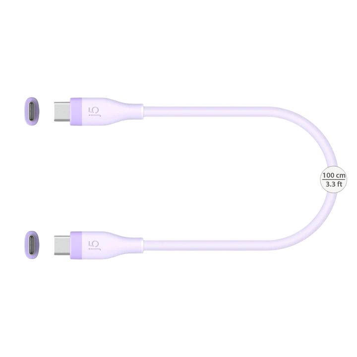 J5create USB-C® 60W Liquid Silicone Fast Charging Cable (Lilac Purple) - JUCX17P - 4712795087932
