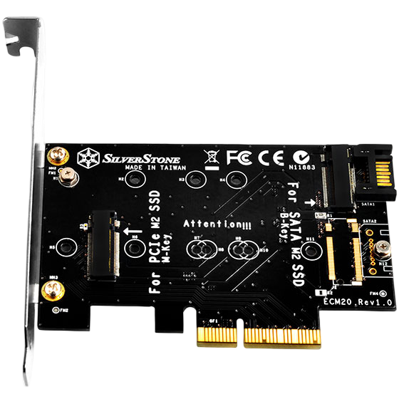SilverStone ECM20 Dual M2 to PCI-E X4 and SATA 6G Adapter Card - SST-ECM20