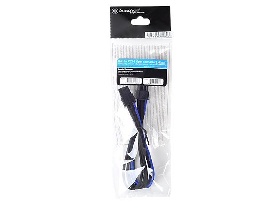 SilverStone PP07-PCIBA Sleeved Extension Power Supply Cable with 1 x 8-pin PCIe to 8-pin PCIe Connector - Black Blue - SST-PP07-PCIBA